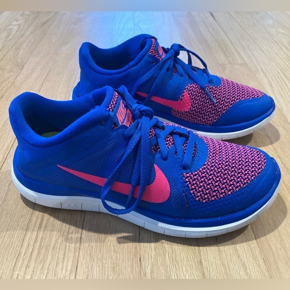 Nike Free 4.0 Flyknit V4 Hyper Cobalt Blue Pink Running Athletic Sport Shoe Cool